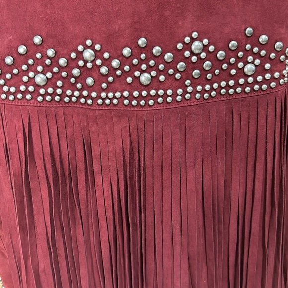 NWT Double D Ranchwear red suede fringe stud zip western nfr rodeo jacket Large - Picture 8 of 15